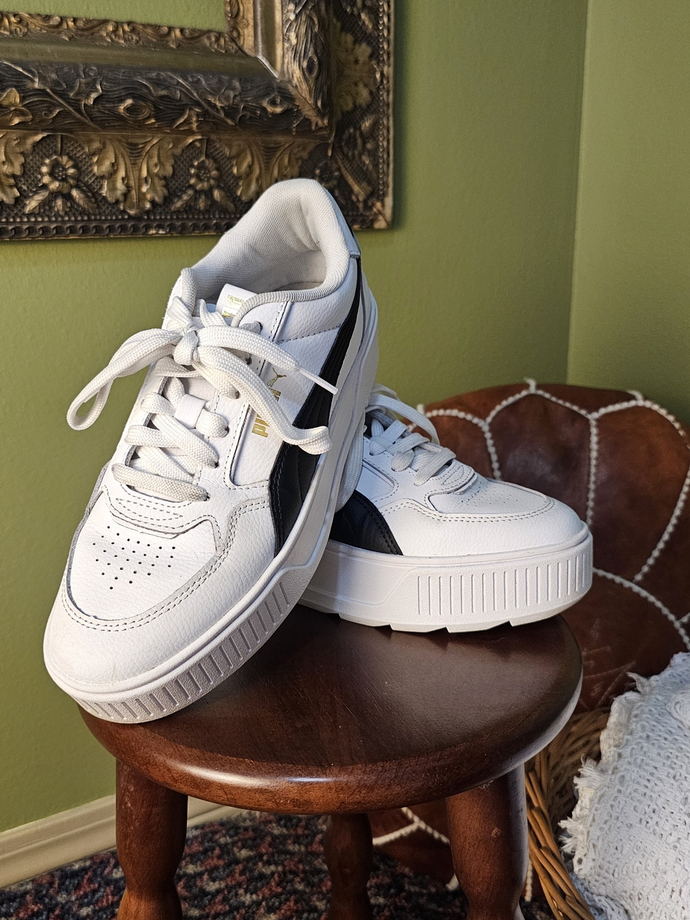 Puma Karmen Rebelle White Black Platform Sneakers Women's Size 7
